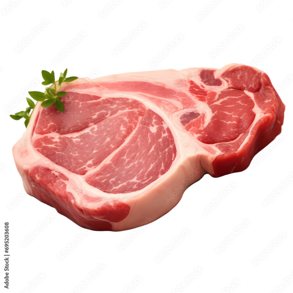 Raw pork chop isolated on transparent background