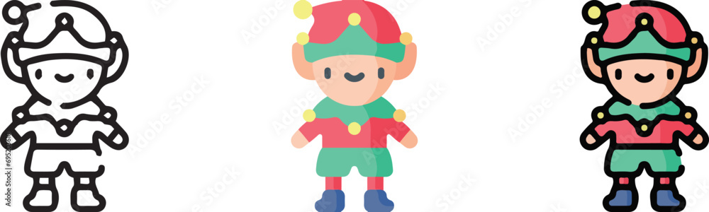 cute christmas icon with 3 different styles. cute christmas icon with 3 different styles.