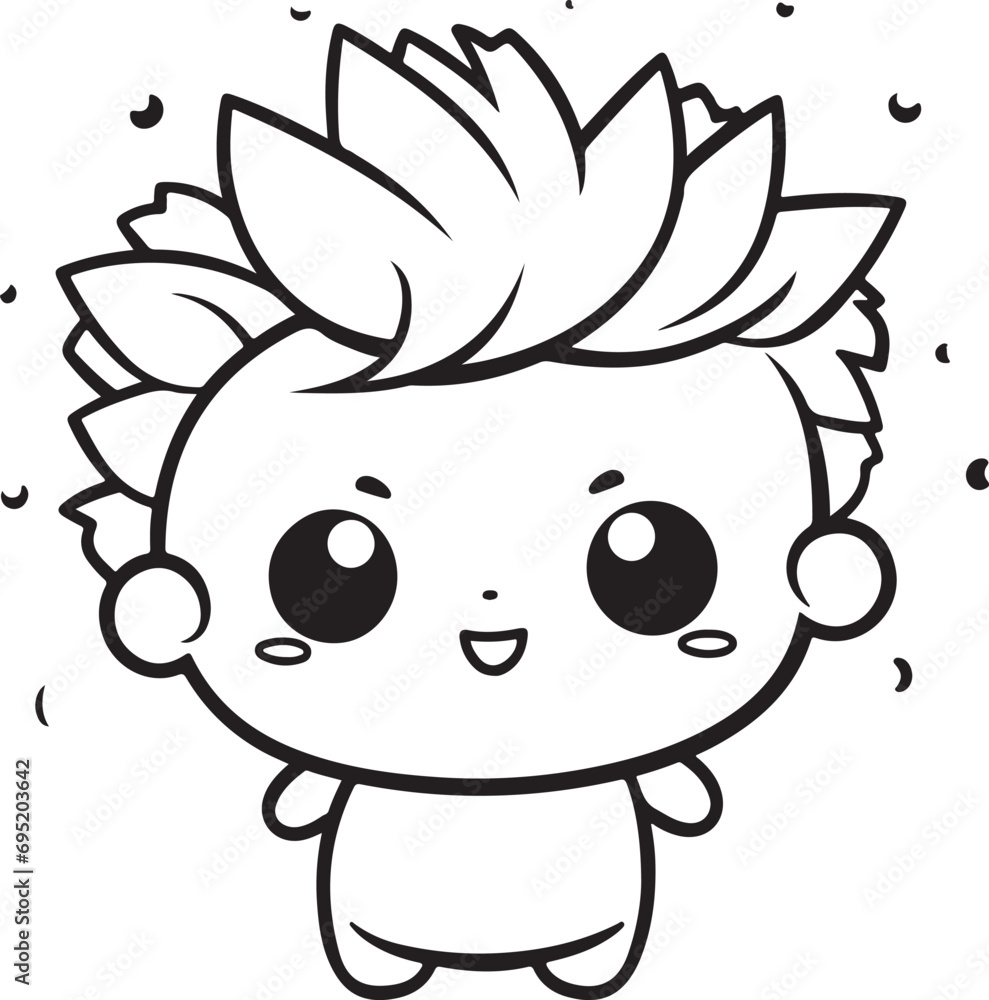 hand drawn kawaii style coloring page illustration hand drawn kawaii style coloring page illustration