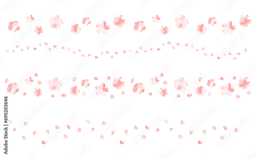 フラットな桜の花のライン素材セット