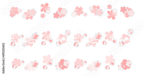ポップな桜の花のラインセット
