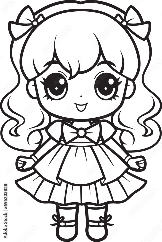 hand drawn kawaii style coloring page illustration hand drawn kawaii style coloring page illustration