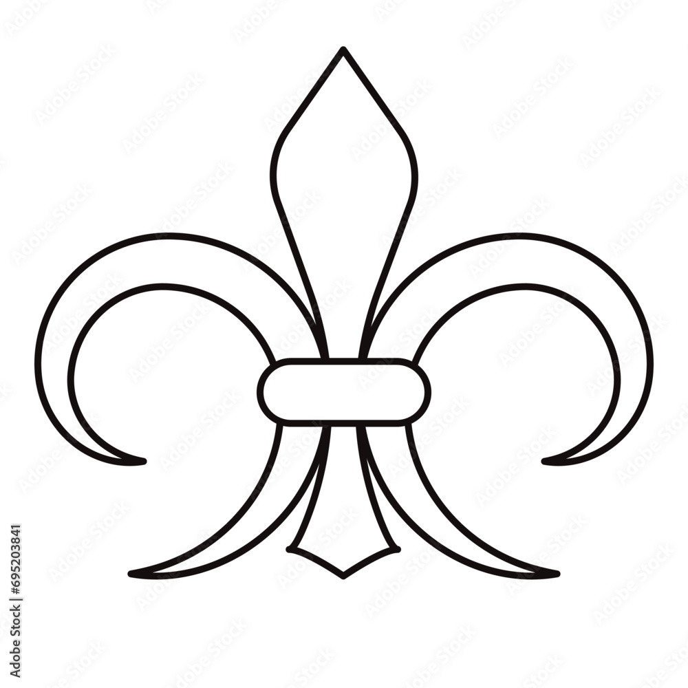 Fleur De Lis Line icon Black design element Vector illustration Isolated on white background Fleur De Lis Line icon Black design element Vector illustration Isolated on white background