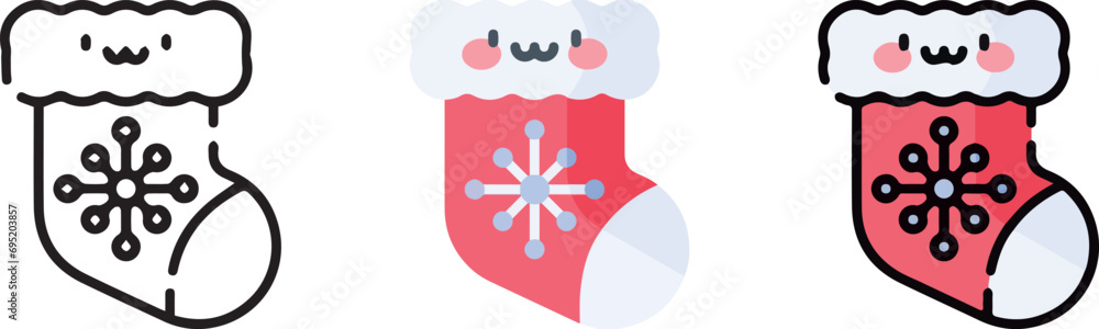 cute christmas icon with 3 different styles. cute christmas icon with 3 different styles.