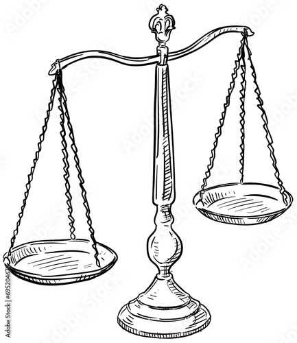 court scales handdrawn illustration