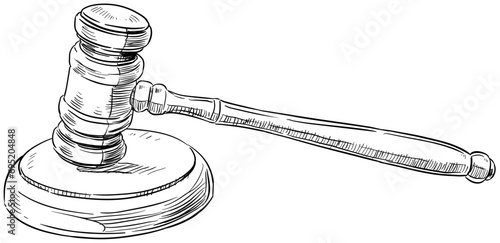 judge's gavel handdrawn illustration