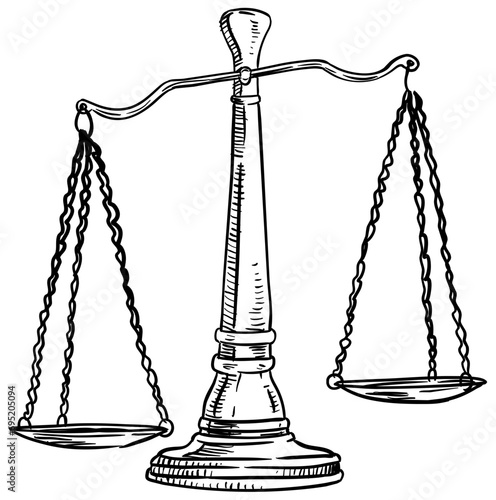 scales justice handdrawn illustration