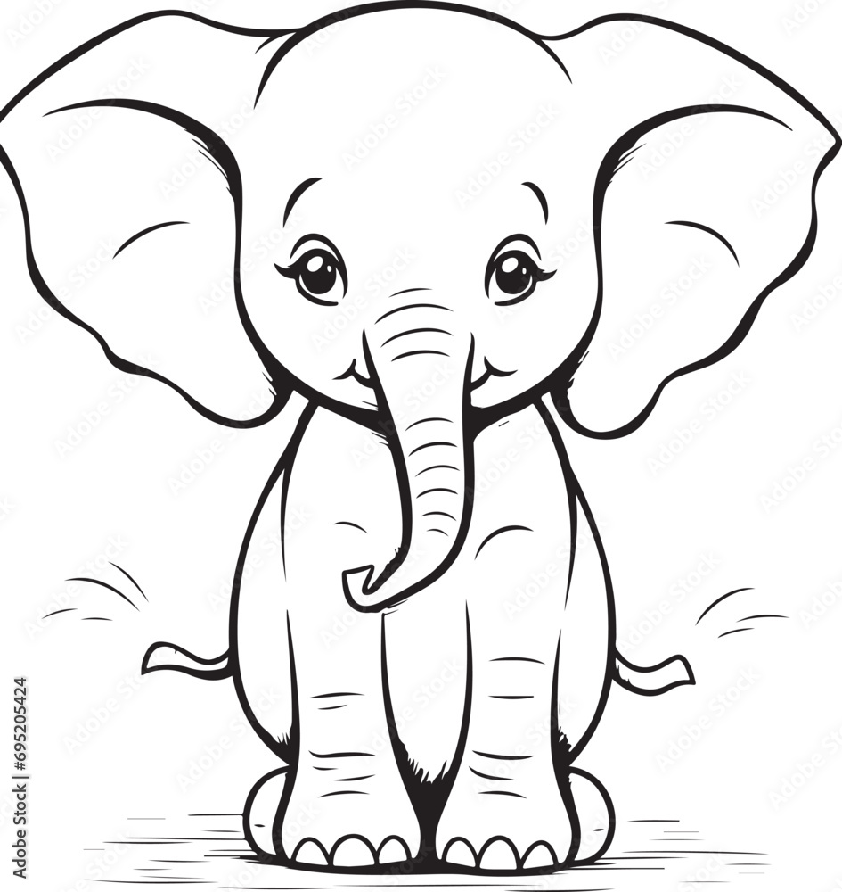 hand drawn cute elephant outline illustration hand drawn cute elephant outline illustration