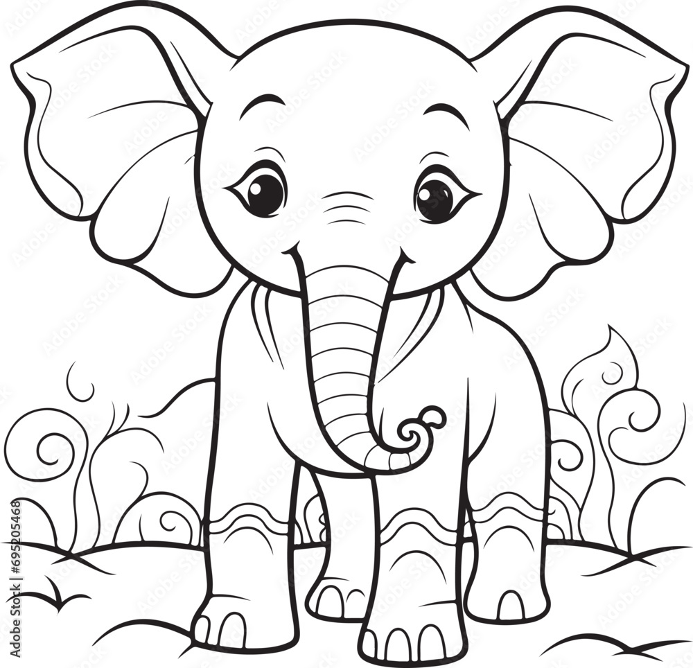 Obraz premium hand drawn cute elephant outline illustration