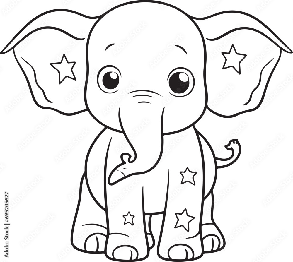 Obraz premium hand drawn cute elephant outline illustration