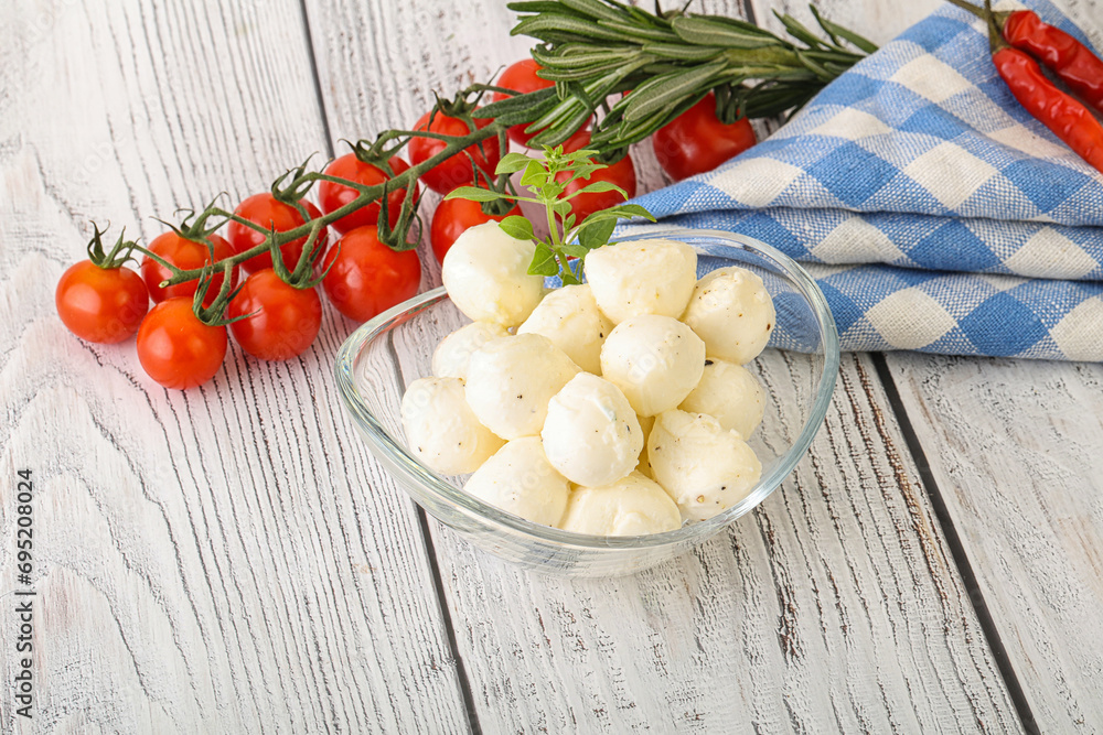 Mozzarella cheese balls in the bowl Mozzarella cheese balls in the bowl