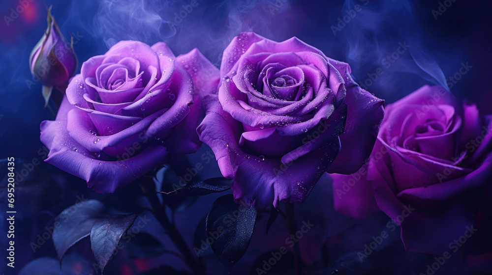 Purple roses on dark background