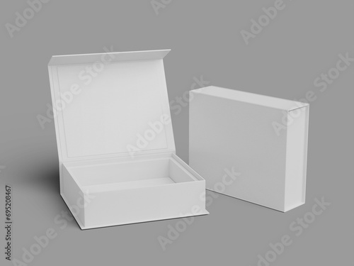 Vászonkép White Blank of Two Boxes 3D Mockup for Magnetic Gift Box Packaging