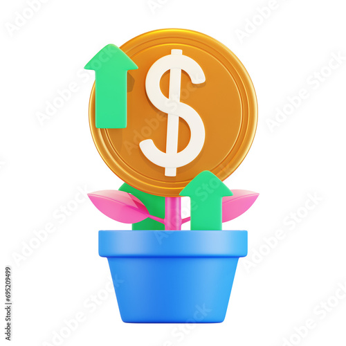 3D Investment Growth Illustration