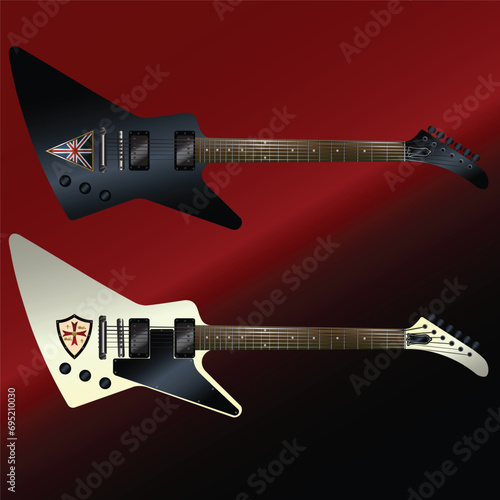 Heavy metal guitar vector illustration black and white finish