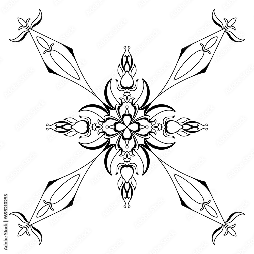 Fototapeta premium Black line drawings, Circle stripes for coloring.
