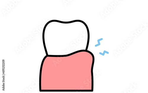 歯科：歯痛、歯茎の腫れのイメージアイコン、シンプルな線画