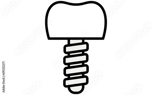 歯科：人工歯、口腔インプラントのシンプルな線画アイコン