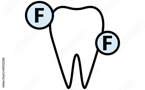 歯科：フッ素塗布のイメージアイコン、シンプルな線画