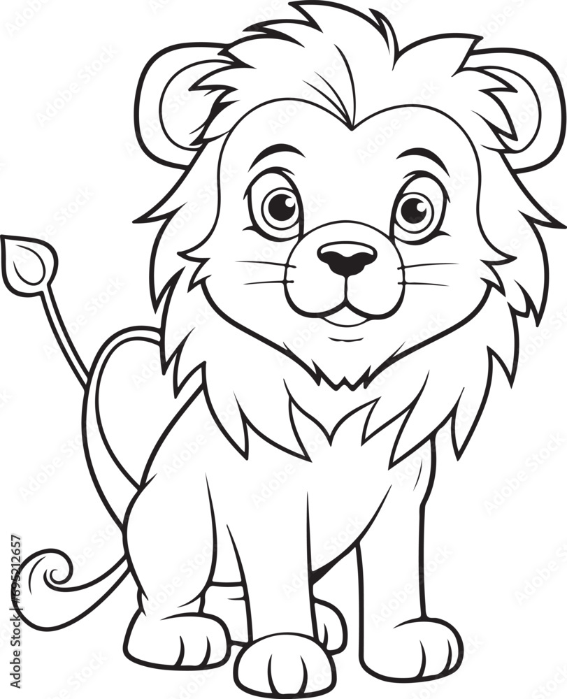 cute lion hand drawn coloring page illustration cute lion hand drawn coloring page illustration
