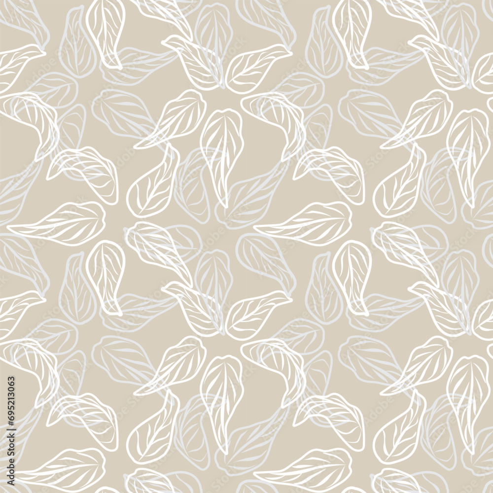Fototapeta premium Neutral Colour Tropical Leaf Seamless Pattern Design