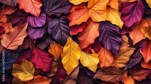 autumn colorful leaves background © paisorn