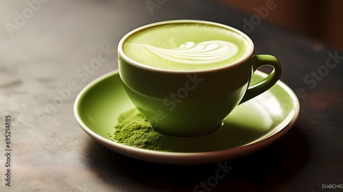 Minimalist Cafe Showcases Matcha Latte On Plate