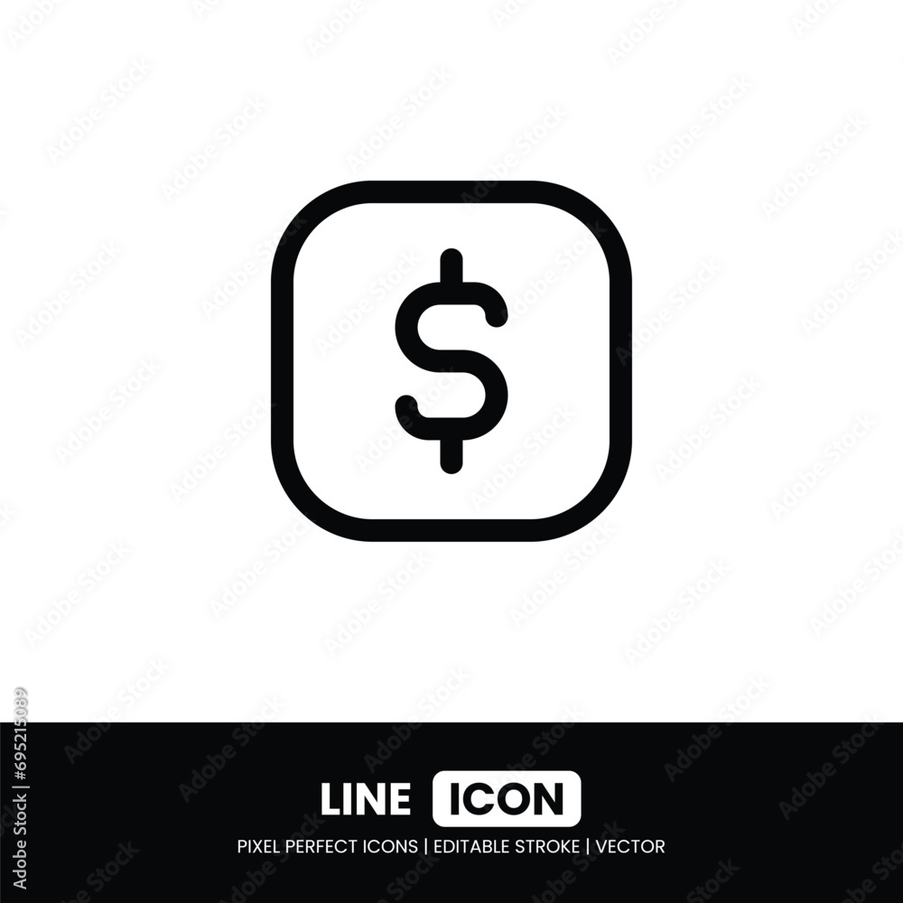 Dollar icon pixel perfect | Vector outline illustration Dollar icon pixel perfect | Vector outline illustration