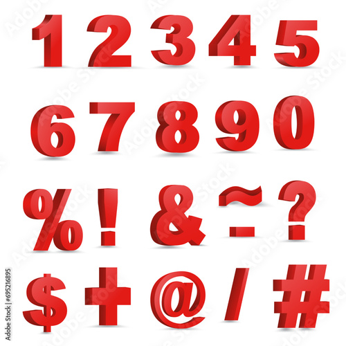 3D Red Metallic Letter. numeral alphabet. Vector Isolated Number. Realistic EPS vector illustration
Suitable for use on advertising banners posters flyers promotional items, Seasonal discounts etc.

