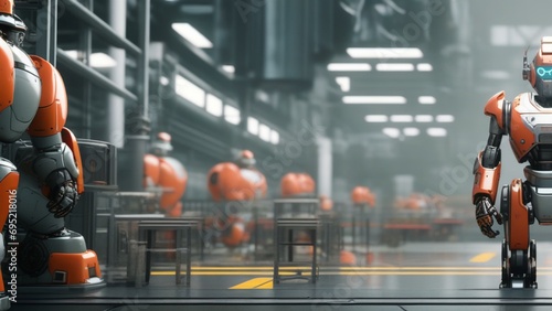 ai robot factory cinematic wallpaper