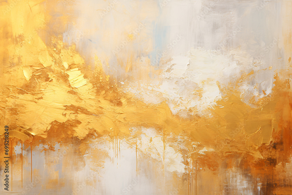 Abstract Golden Foil wall art, Golden Foil brush stroke Painting style, Oil Painting artistic artwork, for Wall art canvas printing