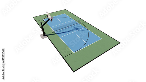 3d render combination basketball and pickleball court photo