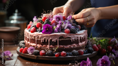 Cake with berries 