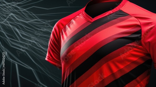 A close-up view of a red and black shirt. Perfect for fashion or clothing related projects