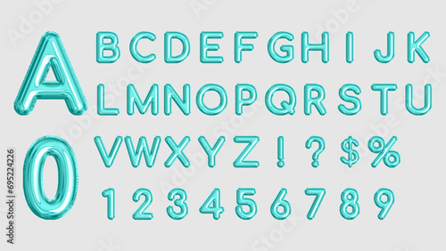 Cyan  Balloon Letters And Numbers