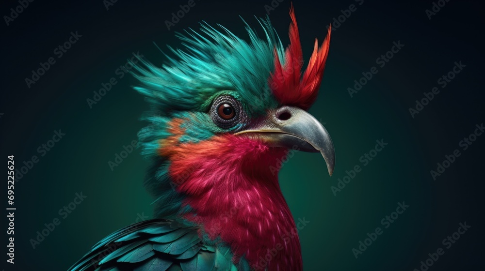 A vibrant bird with feathers in shades of red, green, and blue. Perfect for adding a pop of color to any project
