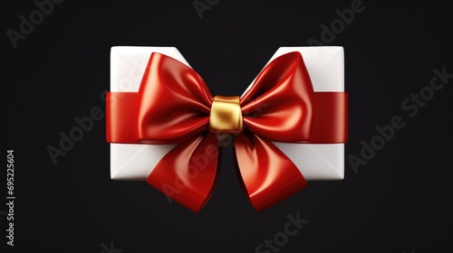 A white gift box with a red bow. Perfect for any occasion