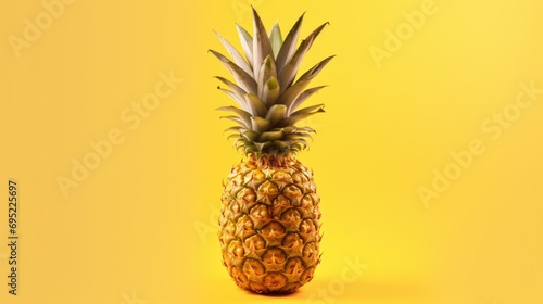 A pineapple on a yellow background. Can be used to add a pop of color to tropical-themed designs
