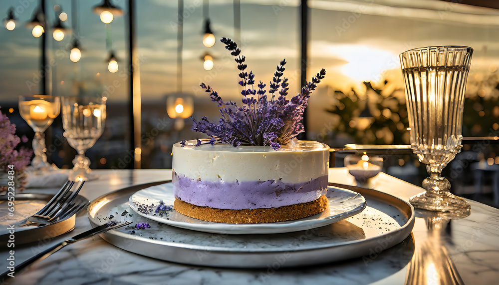 Beautiful Lilac Wedding Cake with Floral Decoration