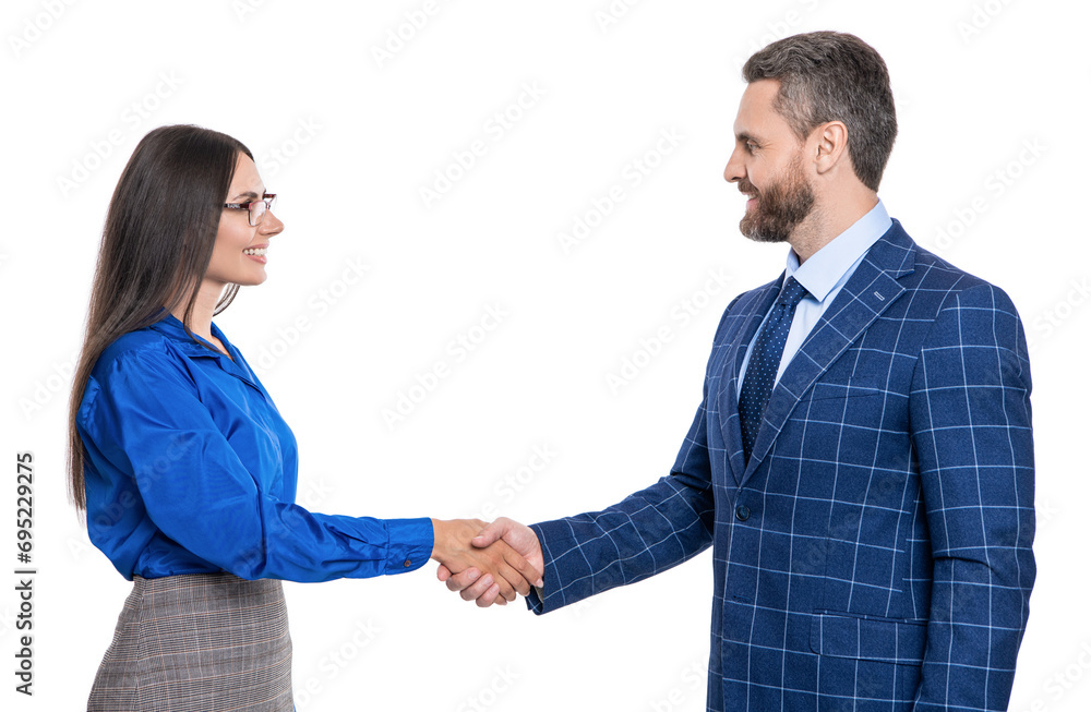 businesspeople dealing isolated on white. partnership concept. business deal. two businesspeople handshaking after contract deal. successful agreement in business deal. colleague handclasp businesspeople dealing isolated on white. partnership concept. business deal. two businesspeople handshaking after contract deal. successful agreement in business deal. colleague handclasp