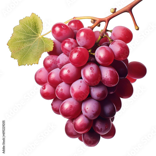 Red Grapes Isolated on Transparent or White Background, PNG