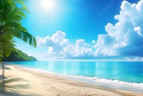 Wallpaper Mural Blue sky with clouds in beach Generative AI. Virtual video scene animated background Torontodigital.ca