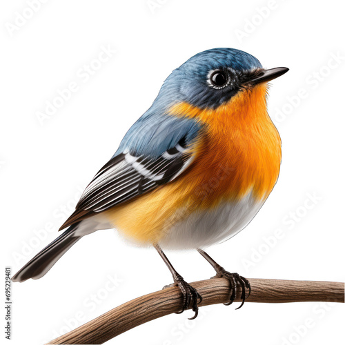Blue-fronted Redstart bird Isolated on Transparent or White Background, PNG