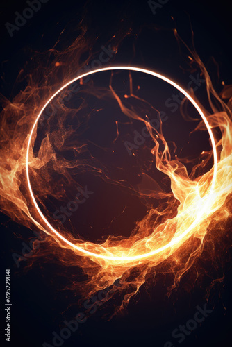 Circle of fire on a black background. Suitable for concepts related to energy  power  danger  and intensity. Perfect for graphic designs  websites  and promotional materials