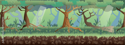 2D Side Scrolling Forest Game Background and Wallpapers
