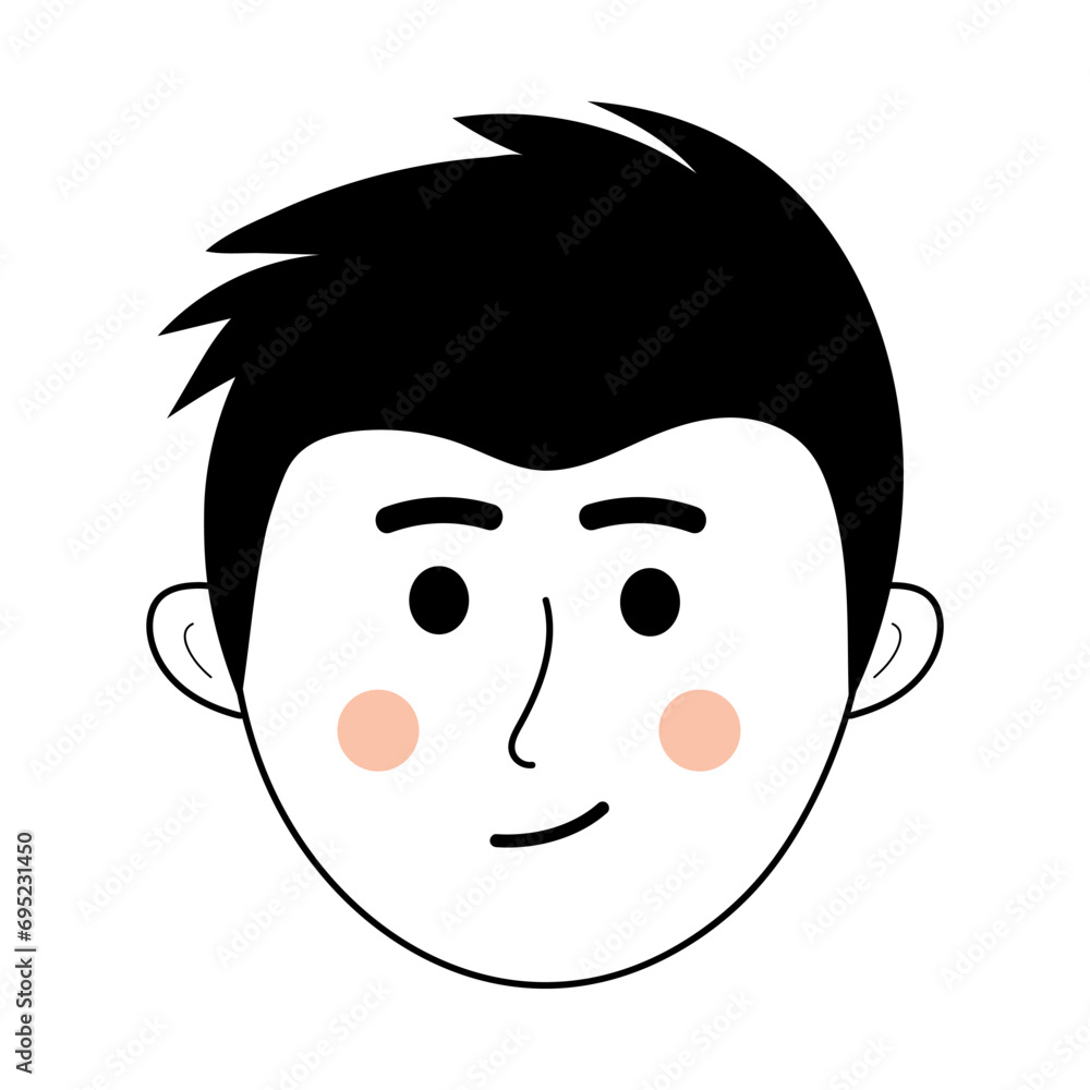 Doodle human face of man. Cute outline character avatar. Vector linear illustration. Doodle human face of man. Cute outline character avatar. Vector linear illustration.