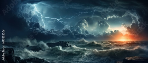 Dramatic Thunderstorm Over the Ocean