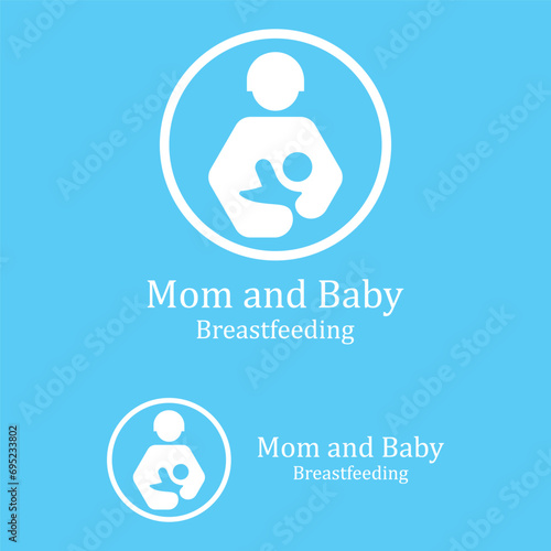 Beauty Nurse Lactating Mom Baby, Mommy Mother breastfeeding Lactation logo illustration. logo suitable for any company related to motherhood