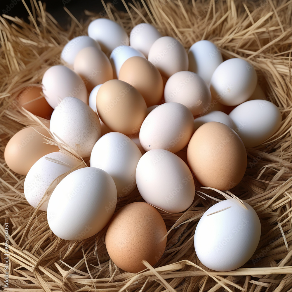 close up photo of fresh organic chicken eggs on straw ultra hd realistic vivid colors highly det close up photo of fresh organic chicken eggs on straw ultra hd realistic vivid colors highly det