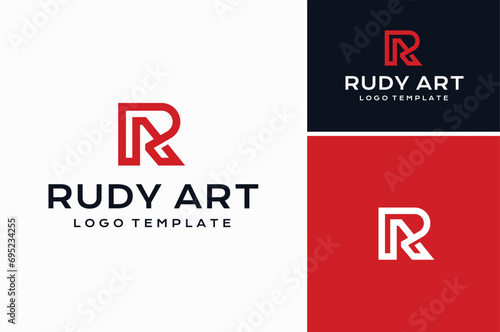 Initial Letter AR RA Monogram with connected line simple classic logo design photo